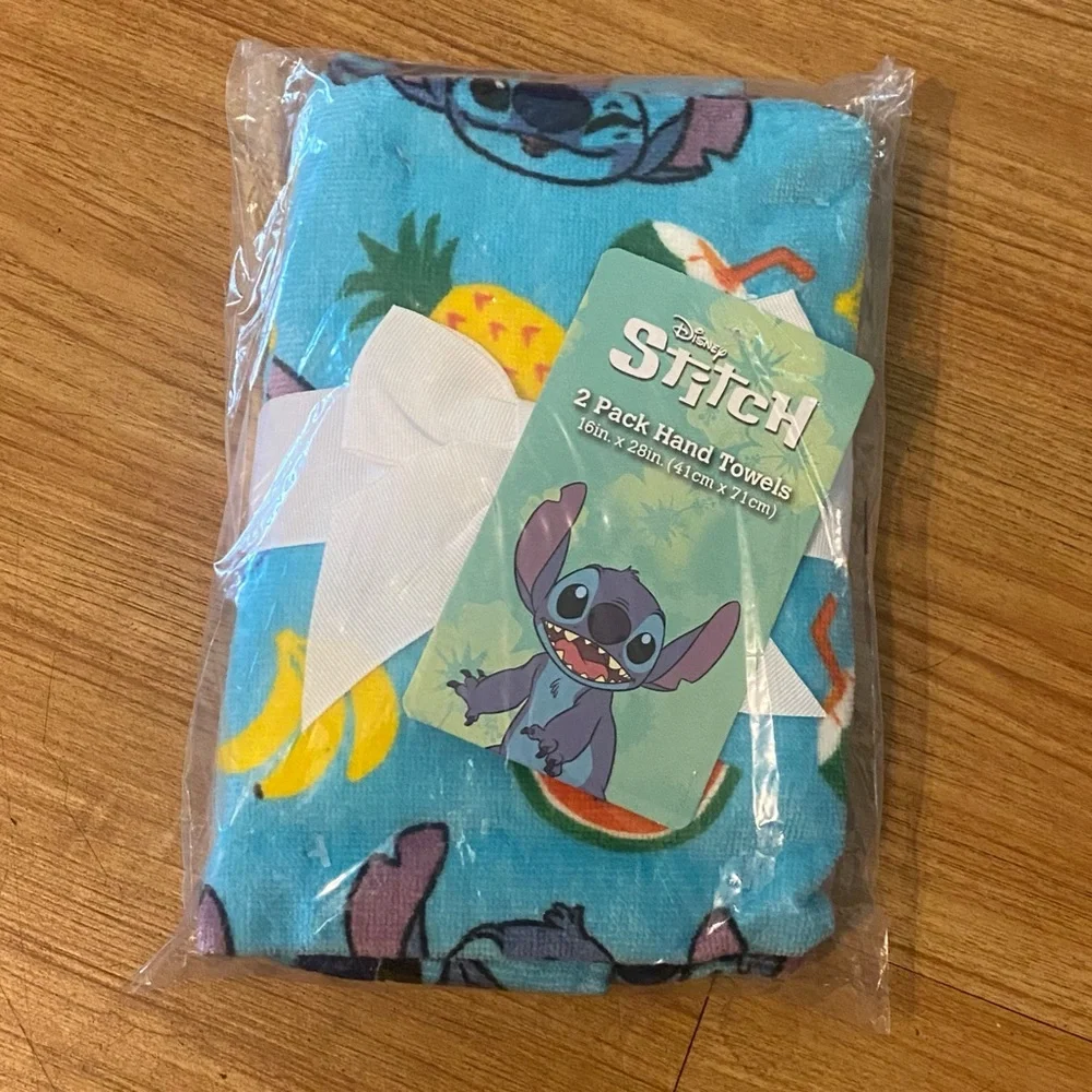 Disney Stitch Tropical Hand Towel Set - Turquoise with Yellow Accents